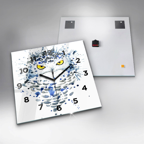 Skleněné hodiny čtvercové Pohled sovy
