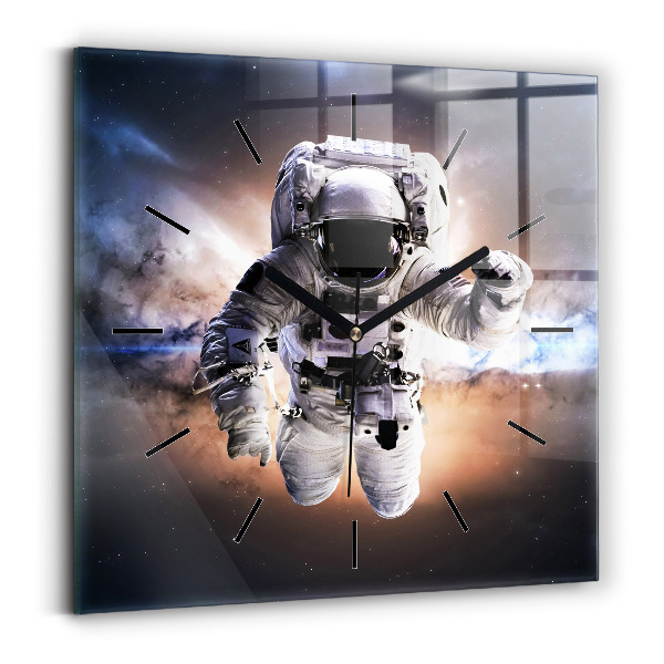 Skleněné hodiny čtvercové Astronaut ve vesmíru