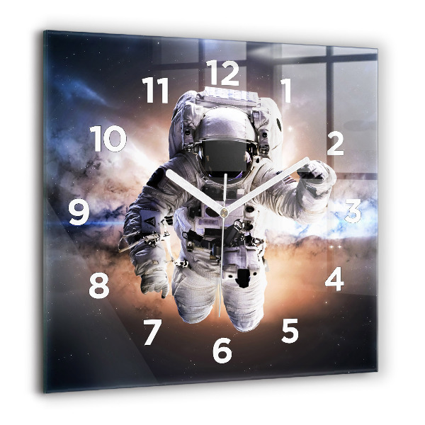Skleněné hodiny čtvercové Astronaut ve vesmíru