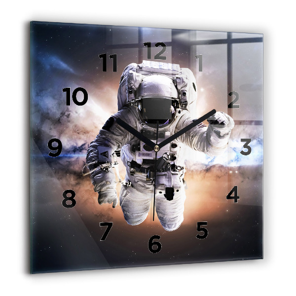 Skleněné hodiny čtvercové Astronaut ve vesmíru