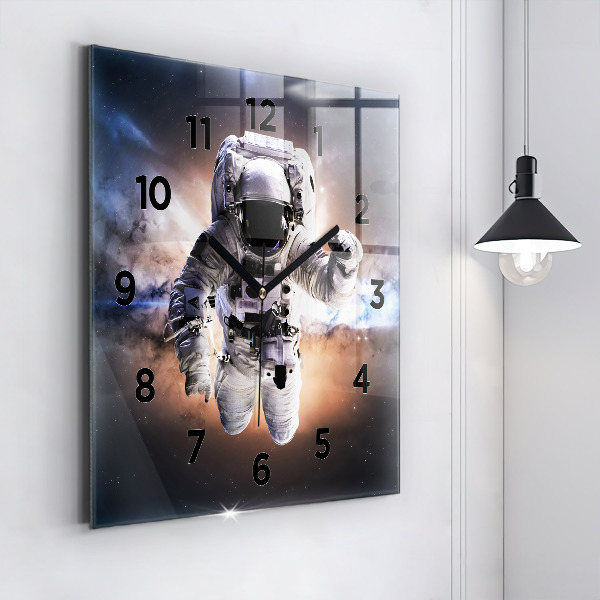 Skleněné hodiny čtvercové Astronaut ve vesmíru