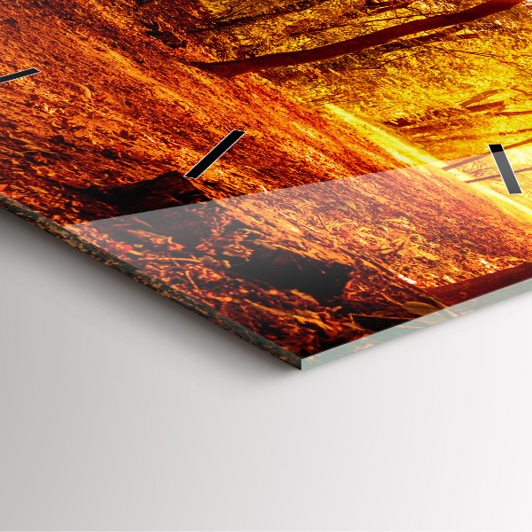 Skleněné hodiny čtvercové Lesní krajina na slunci