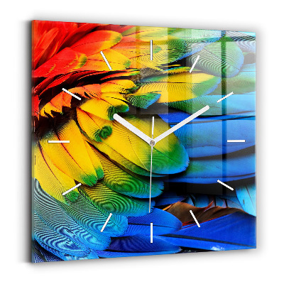 Čtvercové nástěnné hodiny Barevná ptačí křídla