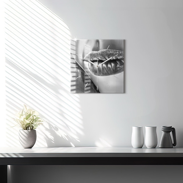 Skleněné hodiny čtvercové Ústa ženy