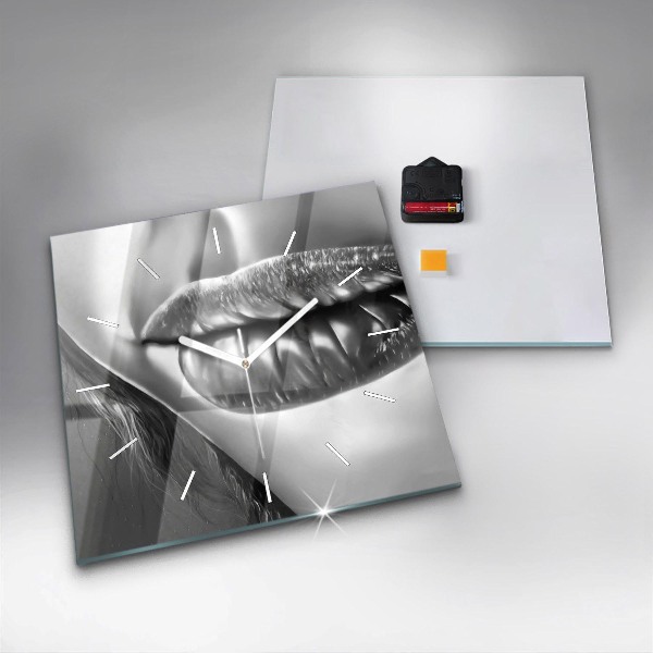 Skleněné hodiny čtvercové Ústa ženy