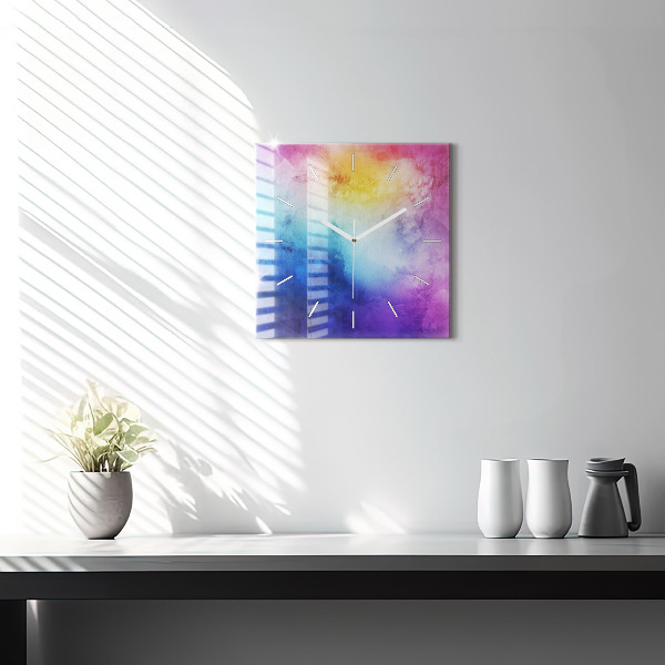 Čtvercové nástěnné hodiny Barevné skvrny