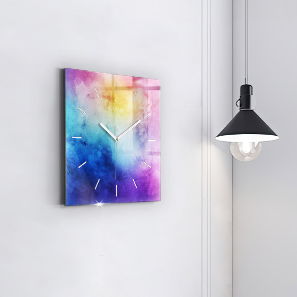 Čtvercové nástěnné hodiny Barevné skvrny
