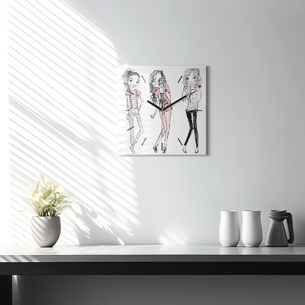 Čtvercové nástěnné hodiny Dámská móda