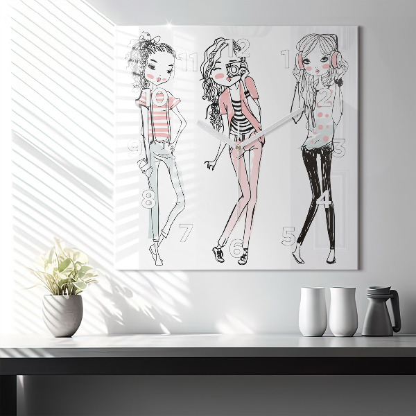 Čtvercové nástěnné hodiny Dámská móda