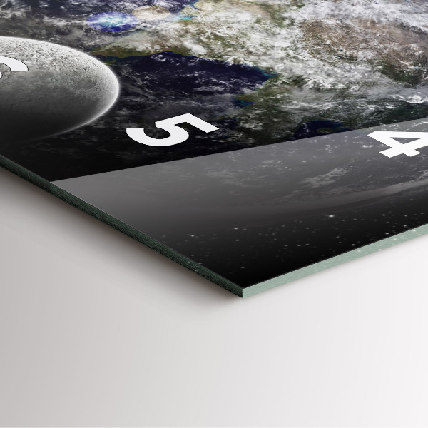 Skleněné hodiny čtvercové Země Měsíc Slunce