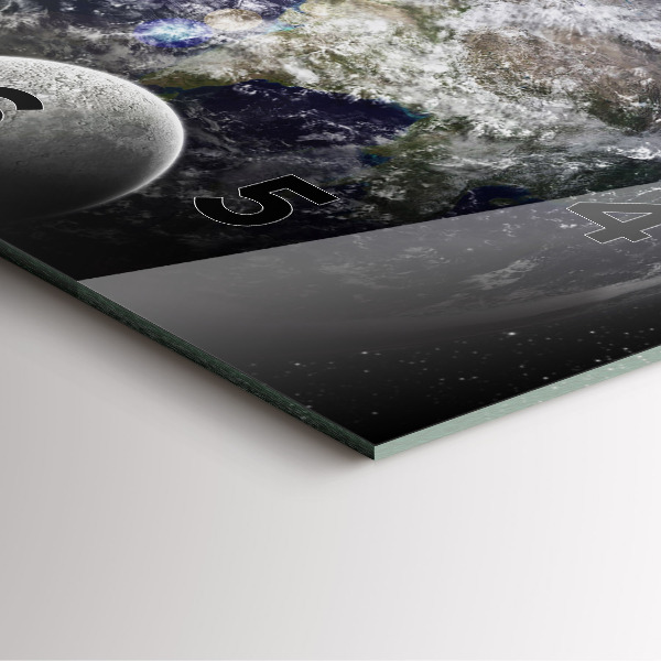 Skleněné hodiny čtvercové Země Měsíc Slunce