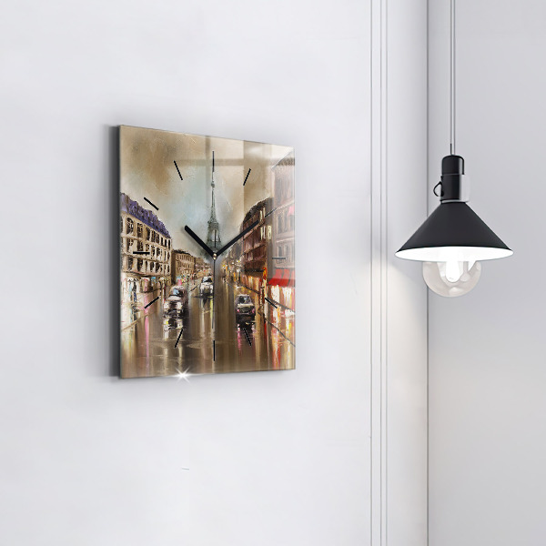 Čtvercové nástěnné hodiny Architektura města Paříže