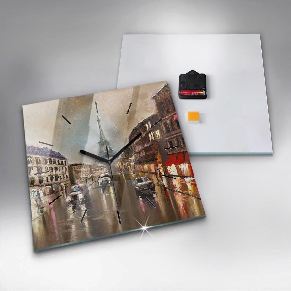 Čtvercové nástěnné hodiny Architektura města Paříže
