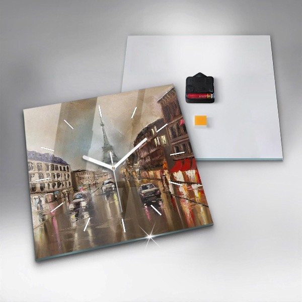 Čtvercové nástěnné hodiny Architektura města Paříže