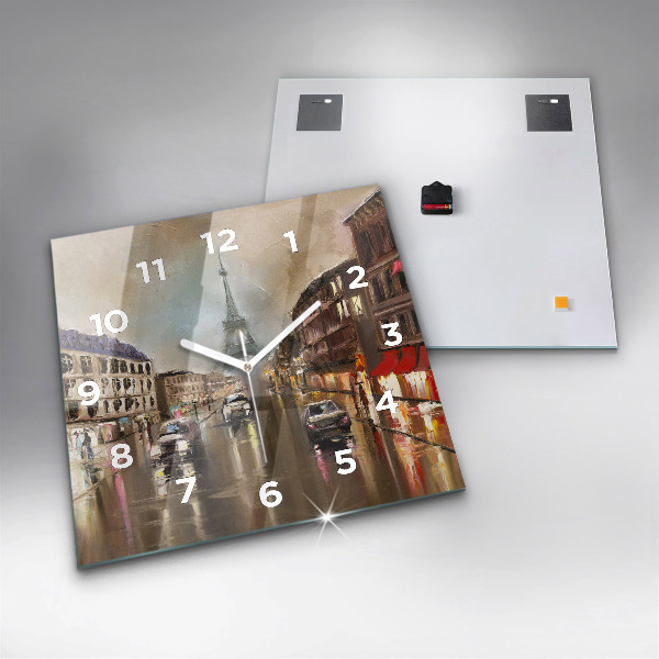 Čtvercové nástěnné hodiny Architektura města Paříže