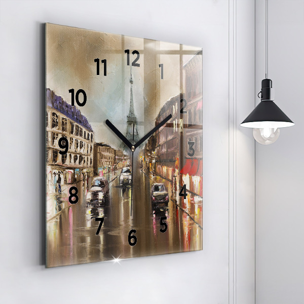 Čtvercové nástěnné hodiny Architektura města Paříže