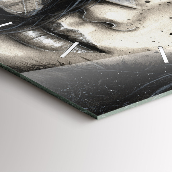 Čtvercové nástěnné hodiny Malovaný portrét