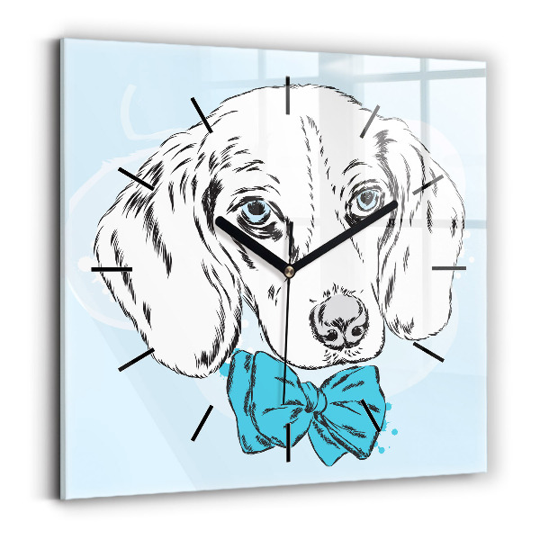 Čtvercové nástěnné hodiny Psí štěně