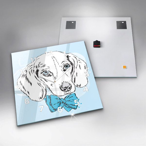 Čtvercové nástěnné hodiny Psí štěně