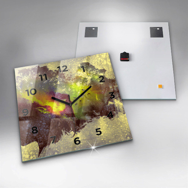 Čtvercové nástěnné hodiny Žena v lese