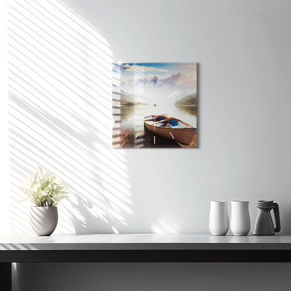 Čtvercové nástěnné hodiny Pohled na jezero