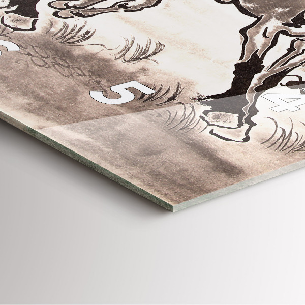 Čtvercové nástěnné hodiny Cválající koně