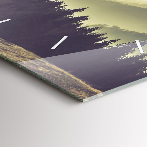 Čtvercové nástěnné hodiny Mlžné horské svahy