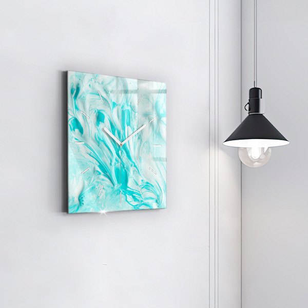 Čtvercové nástěnné hodiny Modrá abstrakce