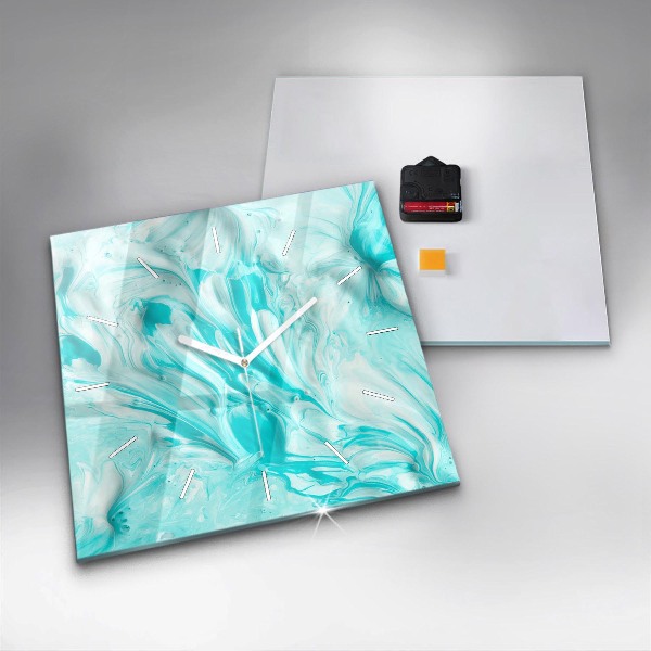 Čtvercové nástěnné hodiny Modrá abstrakce