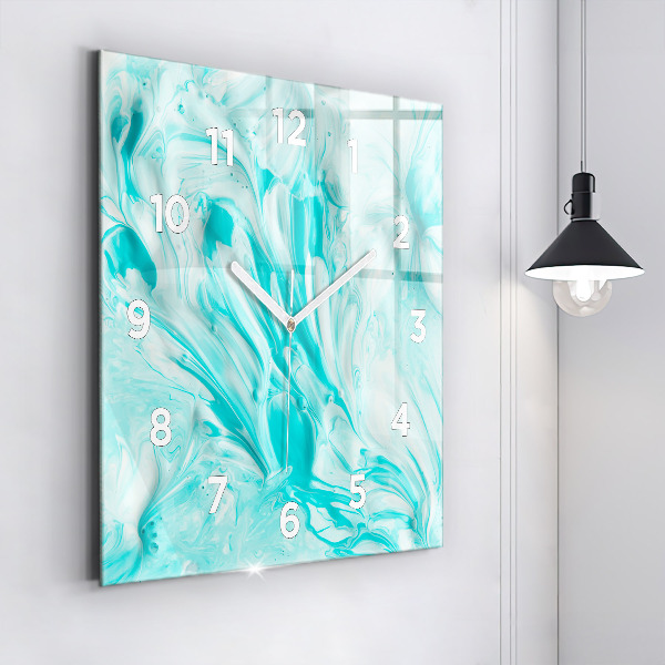 Čtvercové nástěnné hodiny Modrá abstrakce