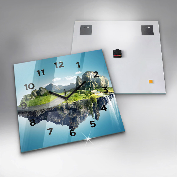 Čtvercové nástěnné hodiny Létající ostrov