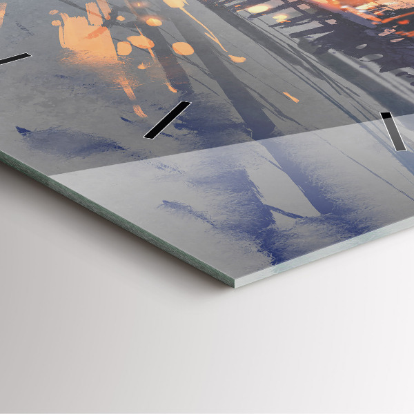 Čtvercové nástěnné hodiny Zimní krajina stromů