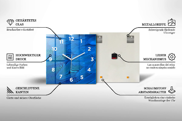 Čtvercové nástěnné hodiny Zimní krajina stromů