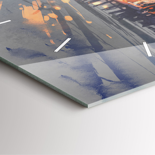 Čtvercové nástěnné hodiny Zimní krajina stromů