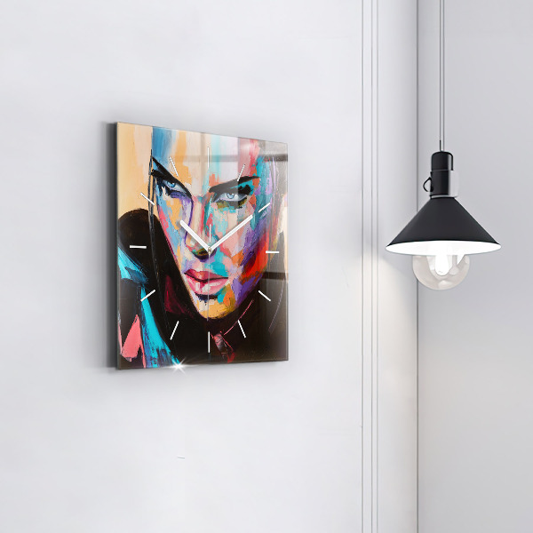 Čtvercové nástěnné hodiny Portrét ženy