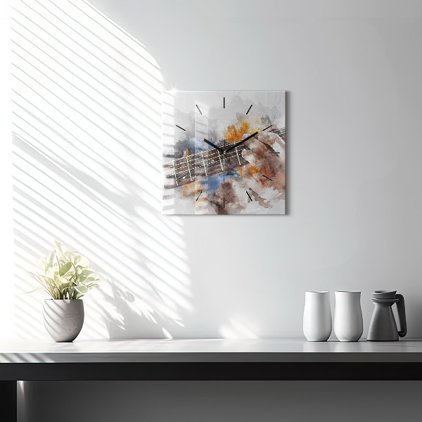 Čtvercové nástěnné hodiny Grafika kytary