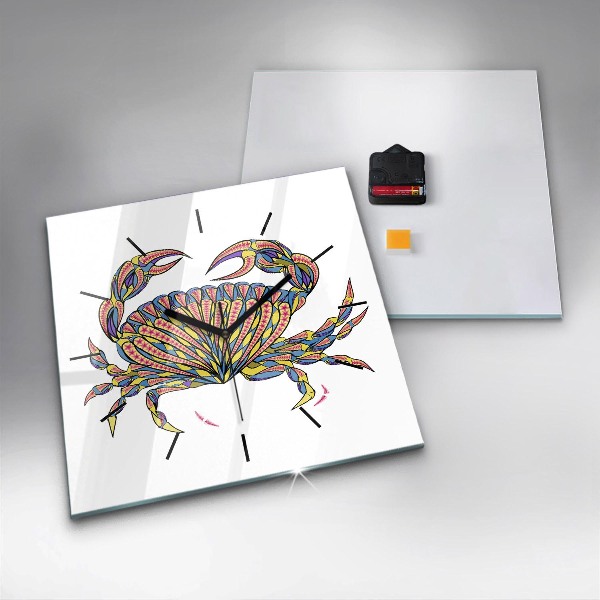 Čtvercové nástěnné hodiny Etnický krab
