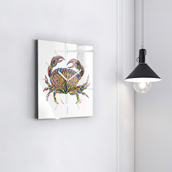 Čtvercové nástěnné hodiny Etnický krab
