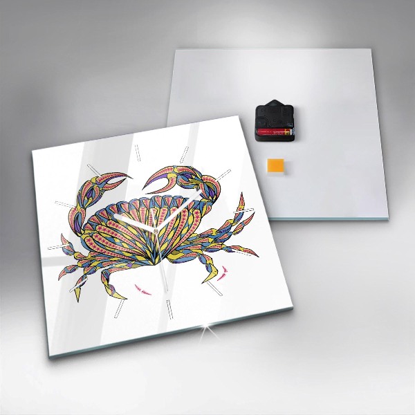 Čtvercové nástěnné hodiny Etnický krab