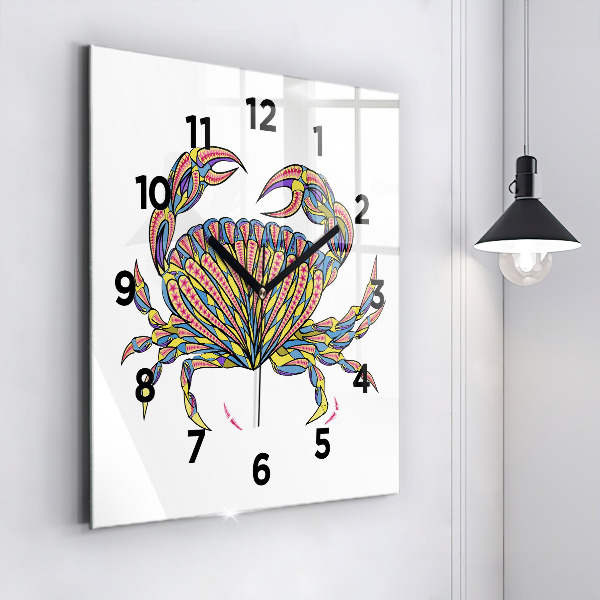 Čtvercové nástěnné hodiny Etnický krab