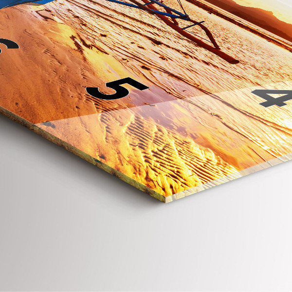 Čtvercové nástěnné hodiny Loď a západ slunce