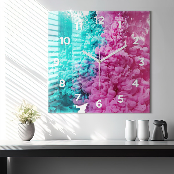 Čtvercové nástěnné hodiny Moderní umění - skvrny