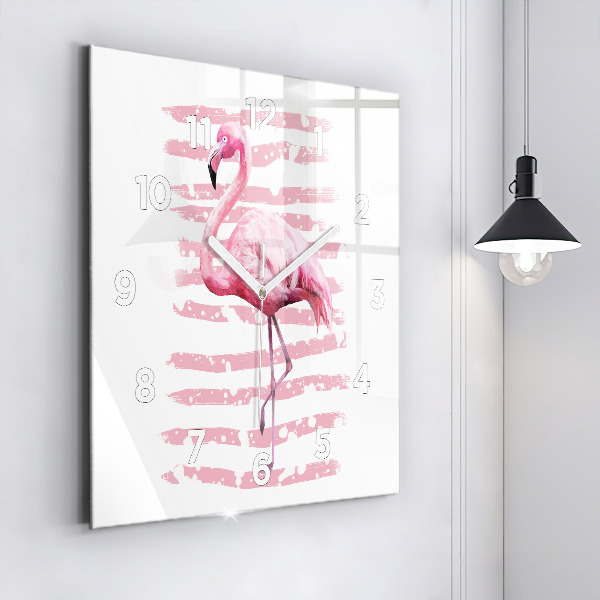 Čtvercové nástěnné hodiny Grafika plameňáka