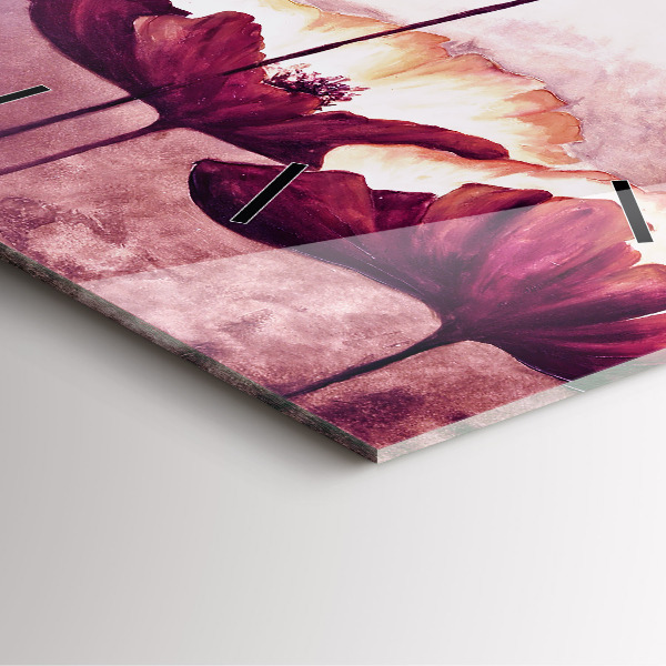 Čtvercové nástěnné hodiny Kvetoucí máky