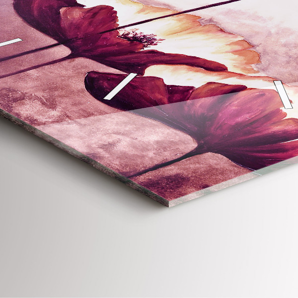 Čtvercové nástěnné hodiny Kvetoucí máky