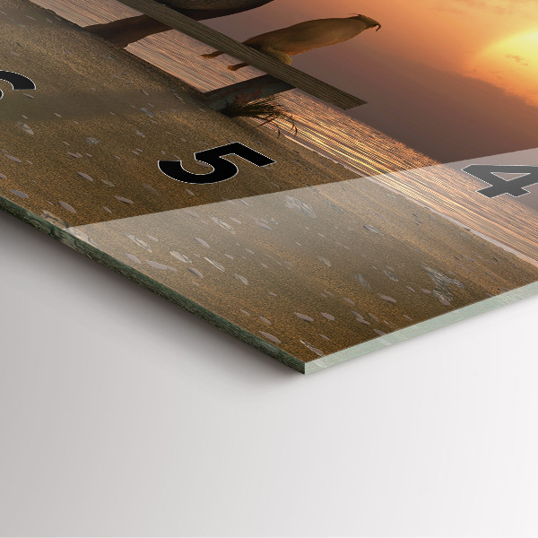 Skleněné hodiny čtvercové Zvířata a západ slunce