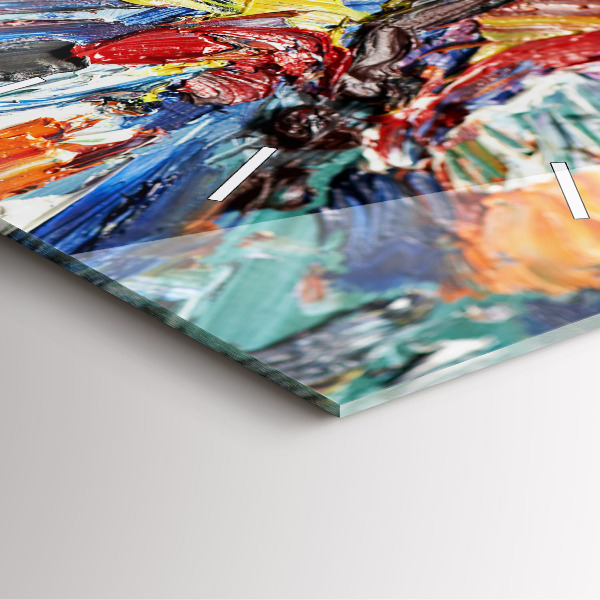 Skleněné hodiny čtvercové Fragment olejomalby