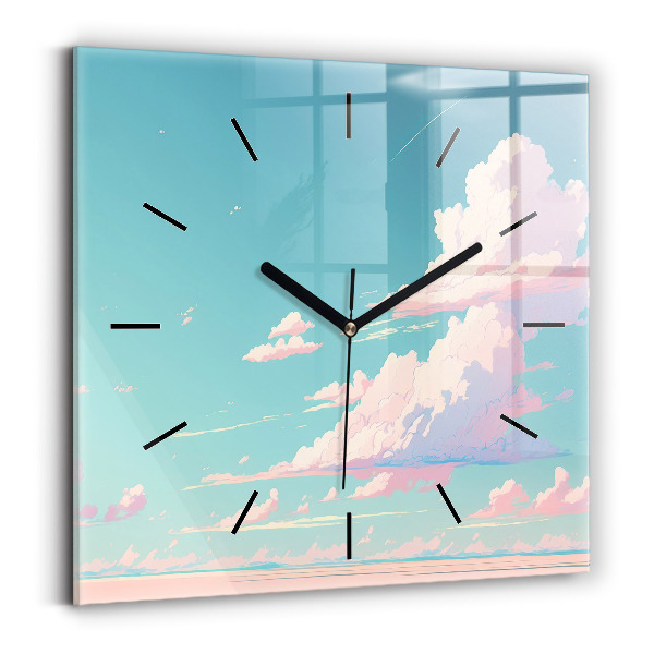 Čtvercové nástěnné hodiny Pastelová barva oblohy