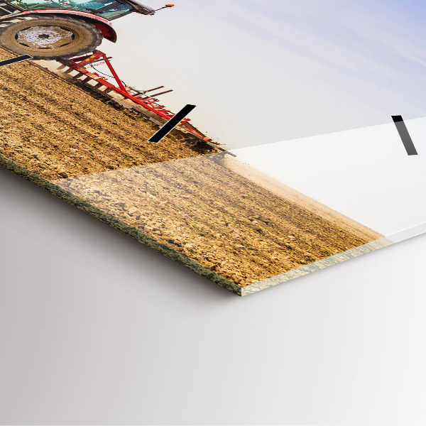 Skleněné hodiny čtvercové Farmář v traktoru