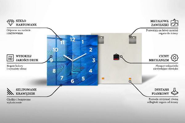 Skleněné hodiny čtvercové Kočka na pohovce